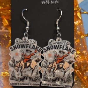 Buckle Up Snowflake Earrings